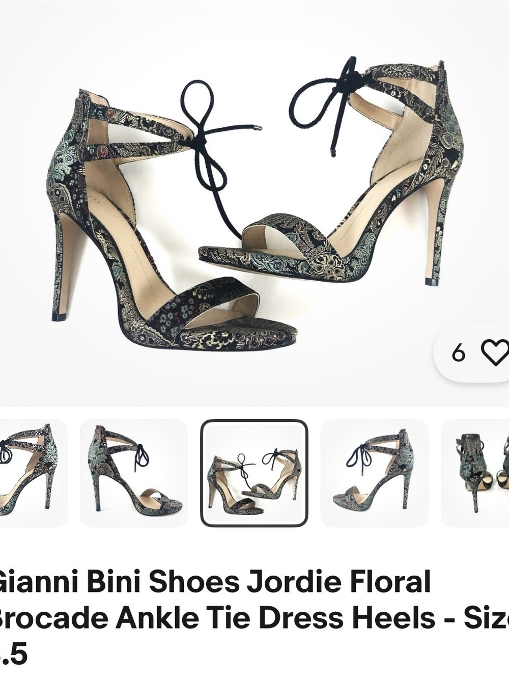 Gianni Bini  Jordy Floral Jacquard Lace-Up 
4-inch heels in Black and Tea